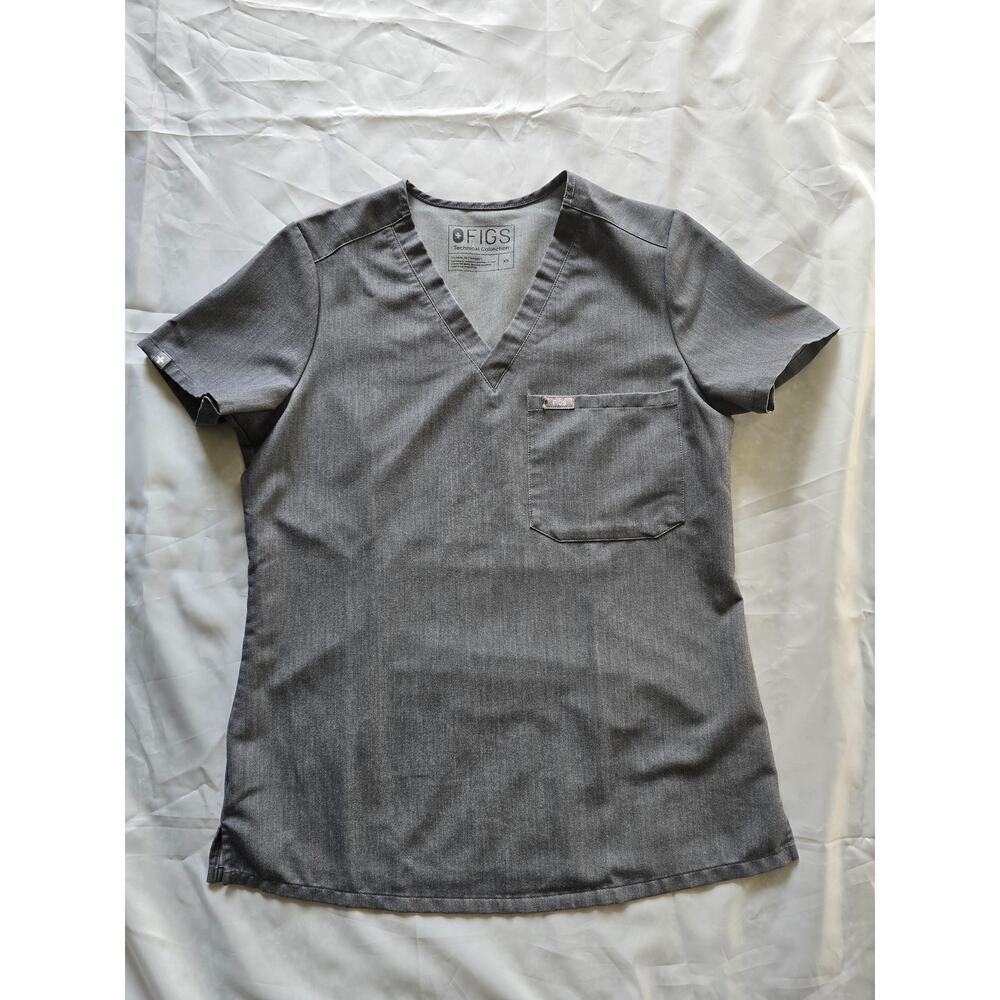 FIGS Gray Scrub Top XS Women’s V-Neck Medical Uniform Shirt